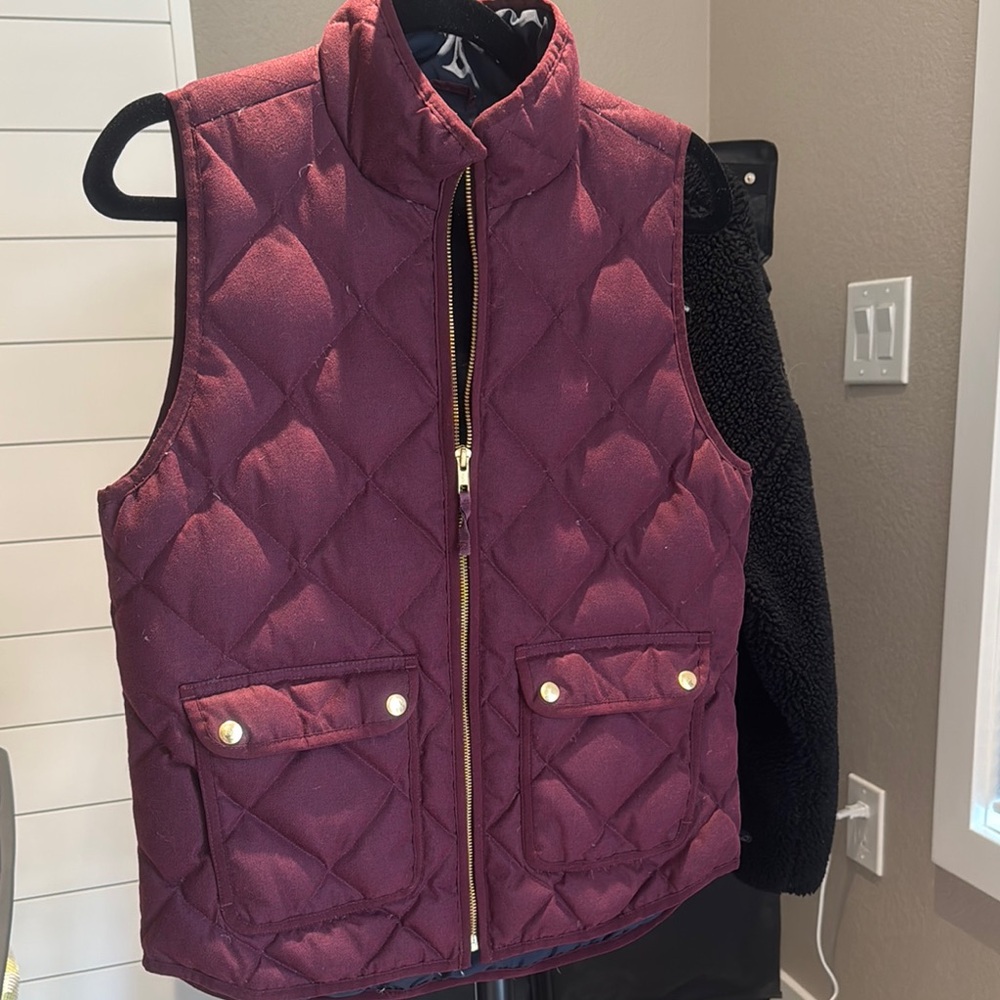 J. Crew Burgundy Quilted Vest